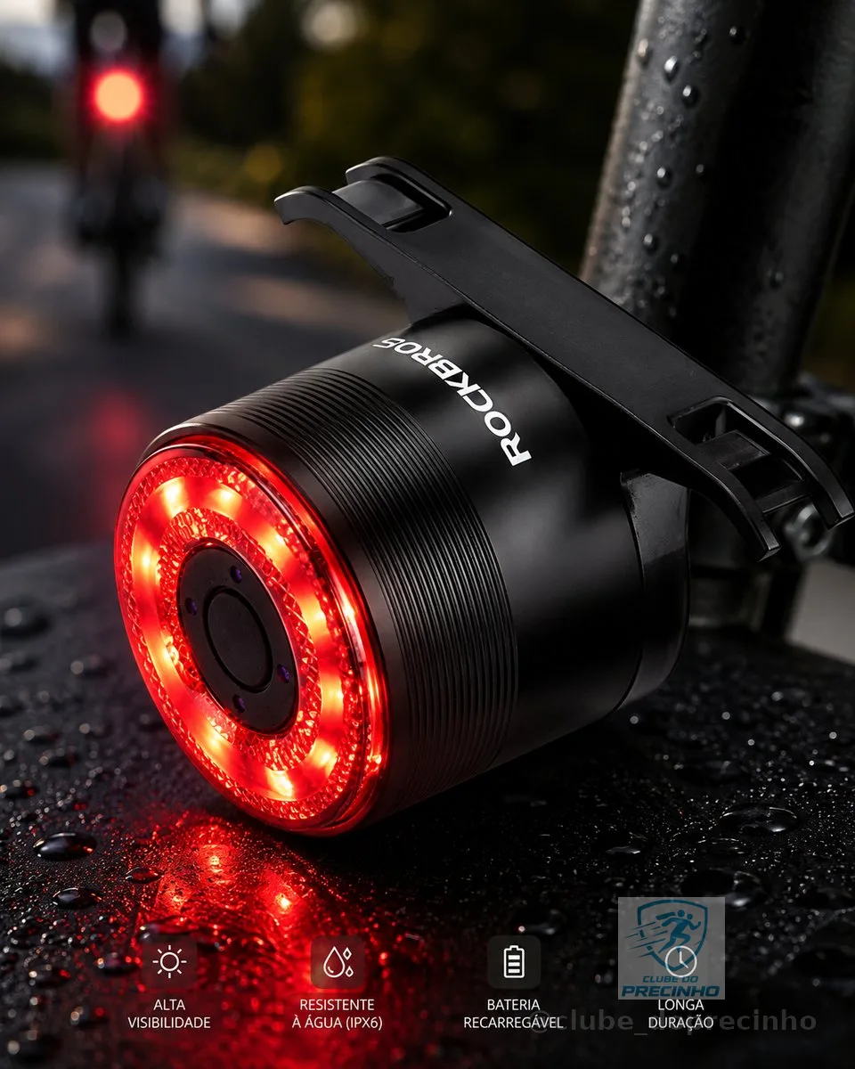 Lanterna Inteligente Brake Light Bike Traseira Rockbros Q3 Cor Preto