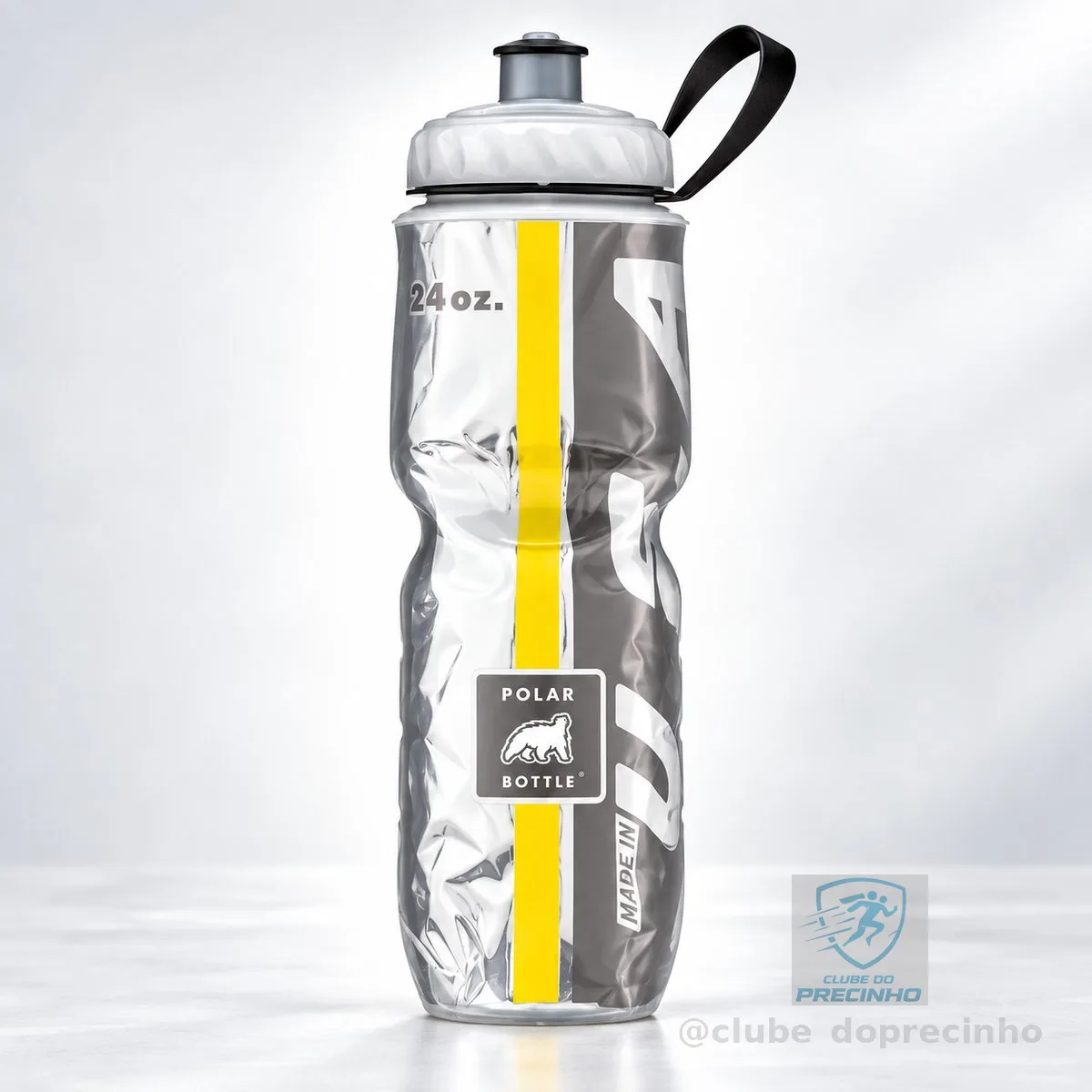 Garrafa Isotérmica Polar Bottle Classic 710ml Diversas Bike Preto E Prata E Amarelo