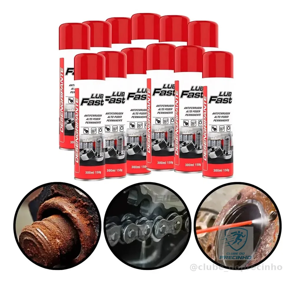 Kit 12 Desengripante Spray Lubfast 300ml Lubrificante Anticorrosivo