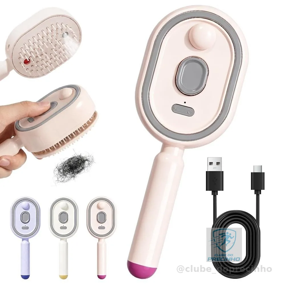 Alisador De Cabelo A Vapor Elétrico Escova Desembaraçar Anti Frizz Massagem No Couro Cabeludo USB Recarregável Ferrament