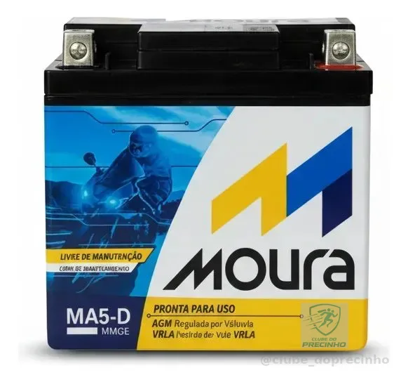 Bateria De Moto Moura 12v 5ah MA5D 12v5ah Moura Moto Titan Fan Biz Bros Fazer Xre Crf Pcx 125 150 160 190 Selada Com Caixa