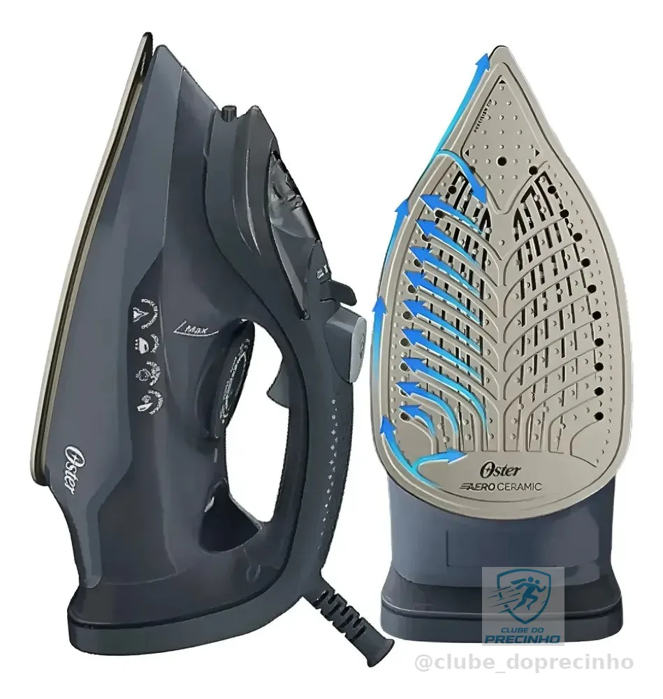 Ferro A Vapor Cerâmica Oster Linha Aeroceramic Compacto Preto 127v