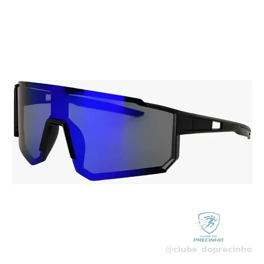 Óculos De Sol Esportivo Espelhado Uv400 Corrida Volei Beach Preto/azul