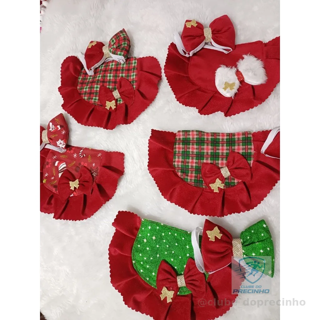 Escolha seu Kit Pacote de 5 Golas de Natal para Cães e Gatos, Roupinha Pet Natalina Macho e Fêmea