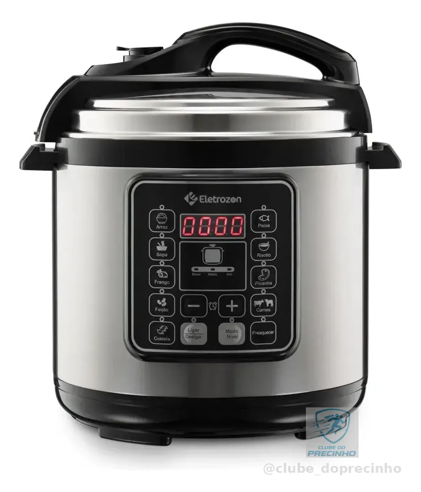 Panela de Pressão Elétrica 1100W Eletrozon Elt-808 de 6 Litros com Revestimento Antiaderente e Desligamento Automático