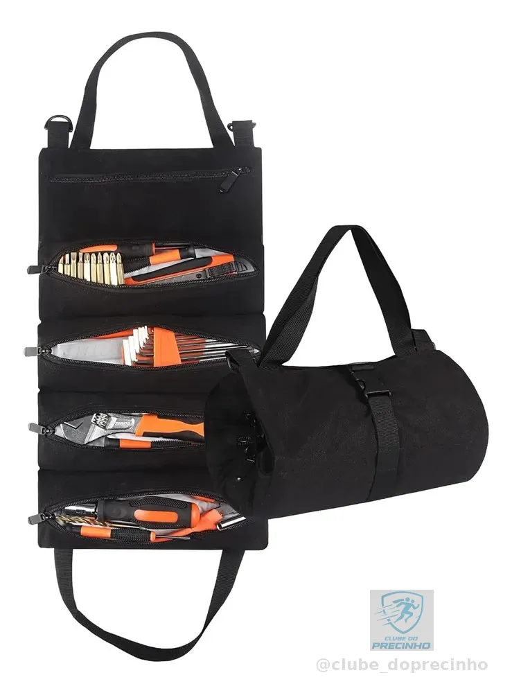 Bolsa De Ferramentas Rolo Prático Estojo Ferramenta Enrolar Preto