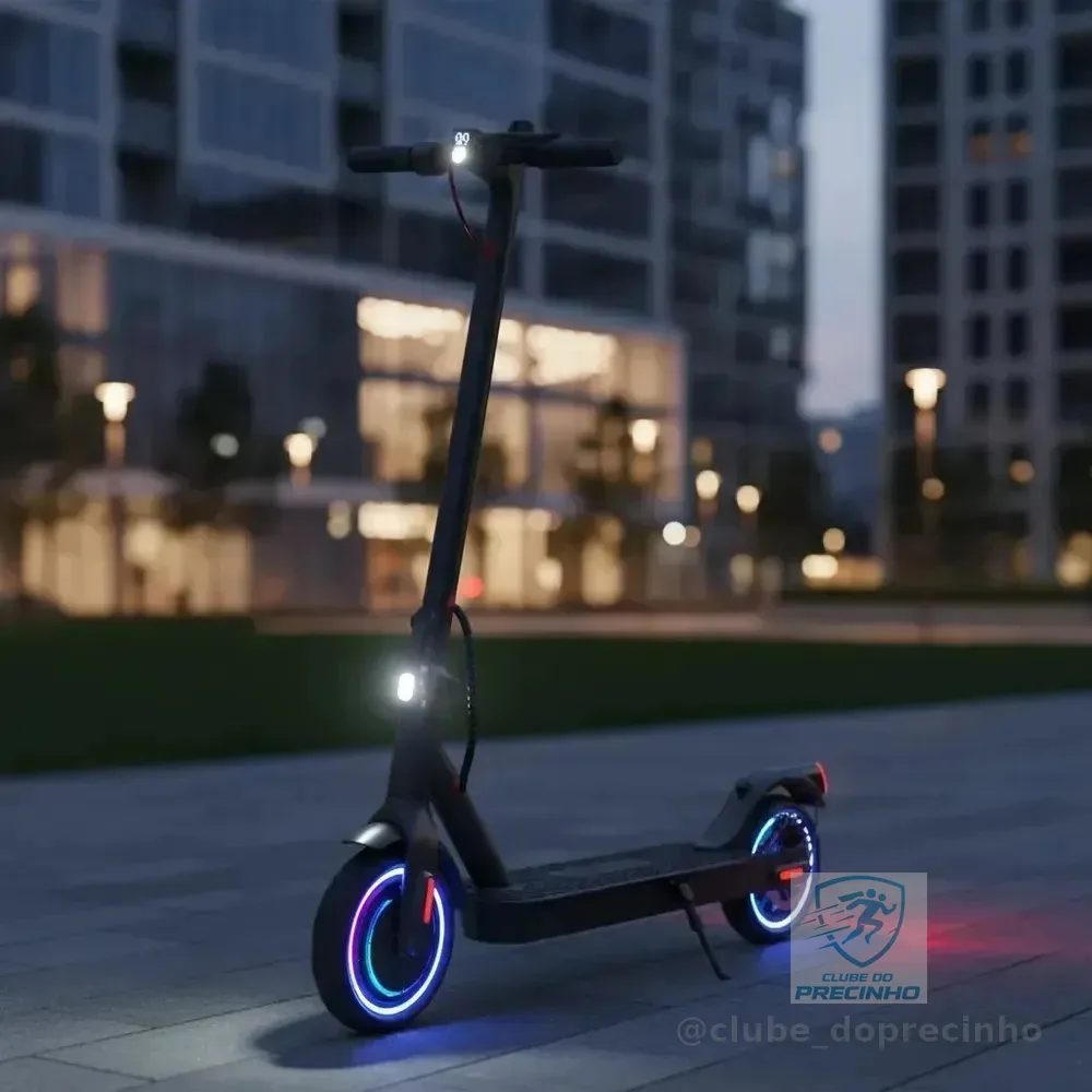 Patinete Scooter Elétrico Premium 45km Motorizado Até 120kg Dobrável Modo Bluetooth a Escolha ideal para passeios urbanos casuais Cor preta