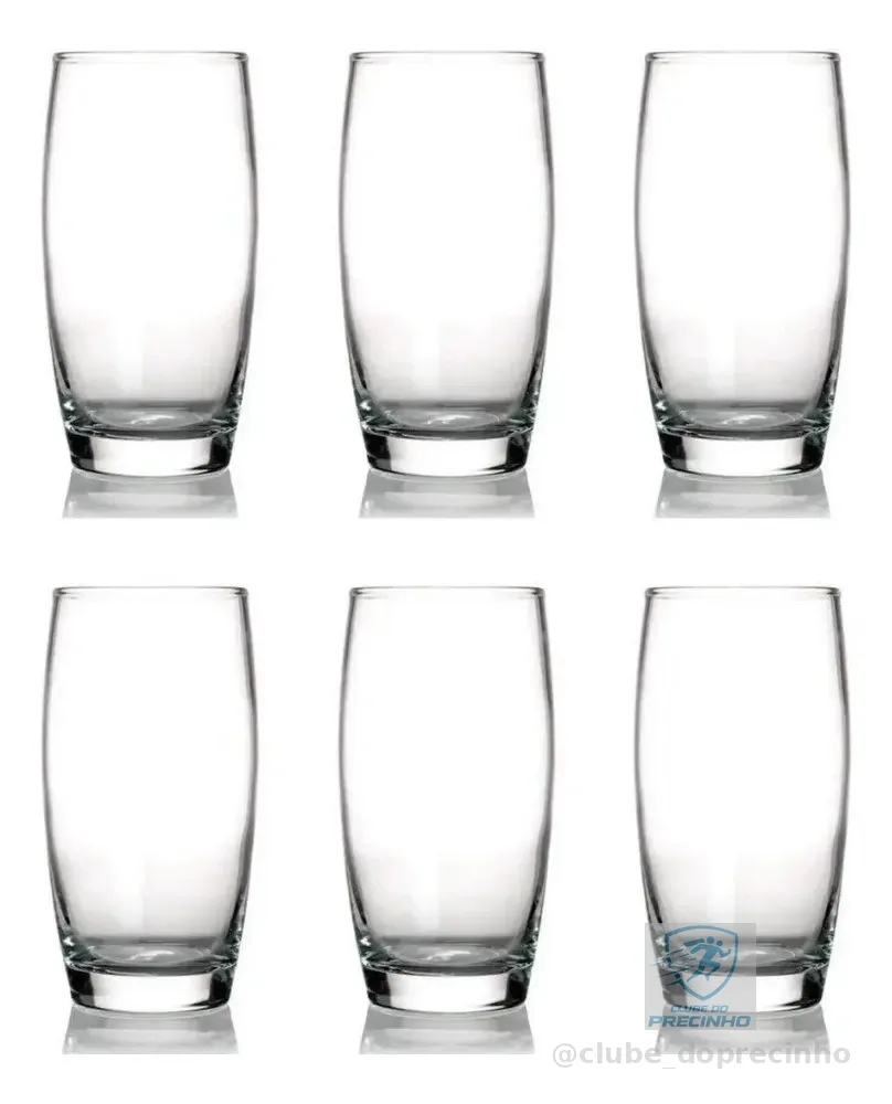 Kit 6 Copos Oca Nadir 300ml Vidro para Água e Suco