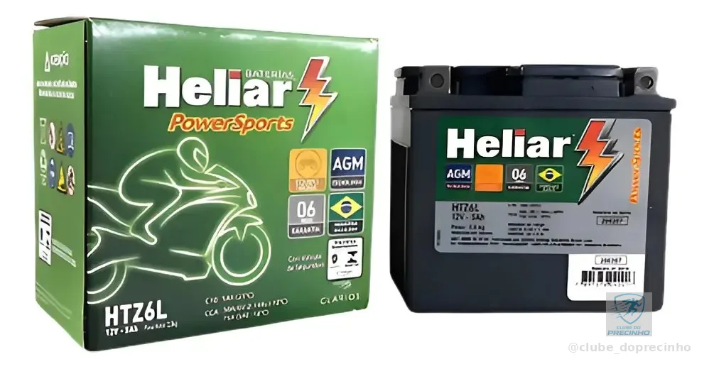 Bateria Heliar Htz6l 12v 5ah Moto Honda Fan Bros Xre 125/150