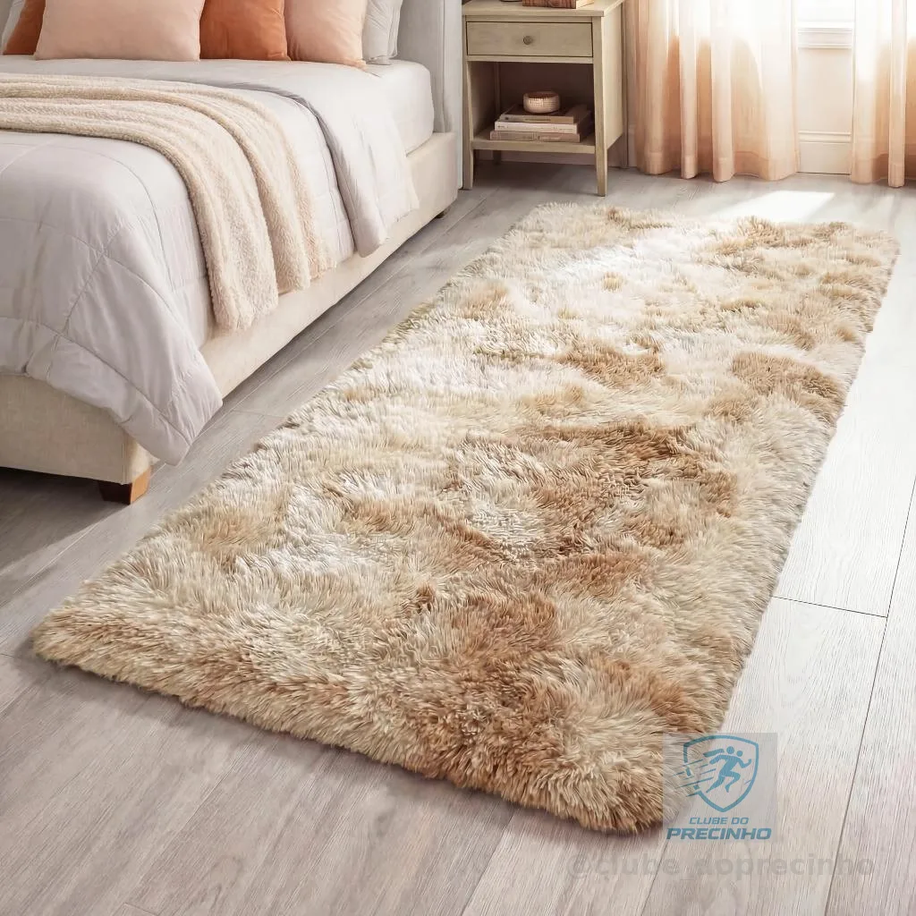 Tapete Passadeira 2,00 x 0,60 Corredor Quarto Sala Beira de Cama Felpudo Peludo
