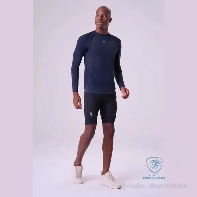 Bermuda Masculina Corrida Preta 6 Bolsos Authen Grit Bossa