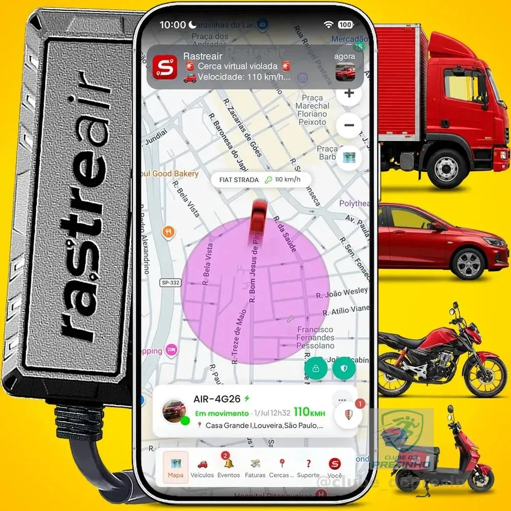 Rastreador GPS Veicular Automotivo 4G+ para Carro Moto Caminhão e Veículo Elétrico Rastreair com Localização em Tempo Real App Android iOS