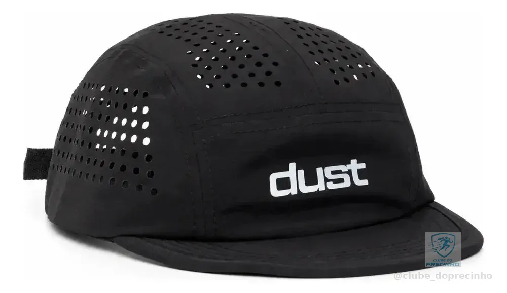 Boné Five Panel Corrida Performance Airtech Preto Aba Curta Esportivo Dust Company Strapback Ajustável Ultraleve Ventilado