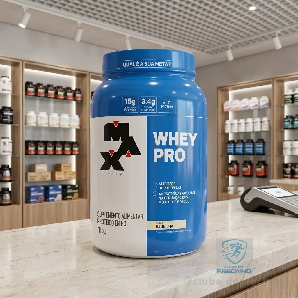 Whey Protein 1kg Whey Pro Max Titanium Sabor Baunilha BCAA e Aminoácidos