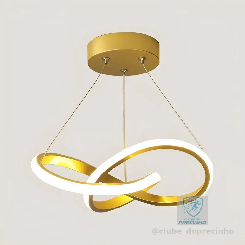 Lustre Pendente Moderna Led,luminaria Dourado Redondo Sala 127/220v Dourado