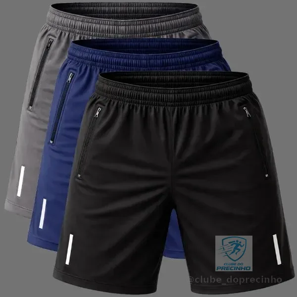 Kit 3 Bermuda Masculina Poliéster Pra Academia Caminhada Kit 1 M