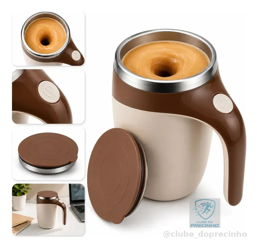 Caneca Mixer Inox Misturador Automático Recarregável Usb 