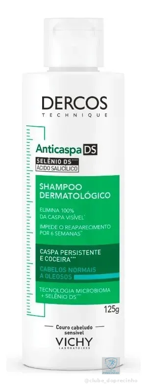 Shampoo Anticaspa Cabelos Normais a Oleosos, Dercos DS Vichy, 125g