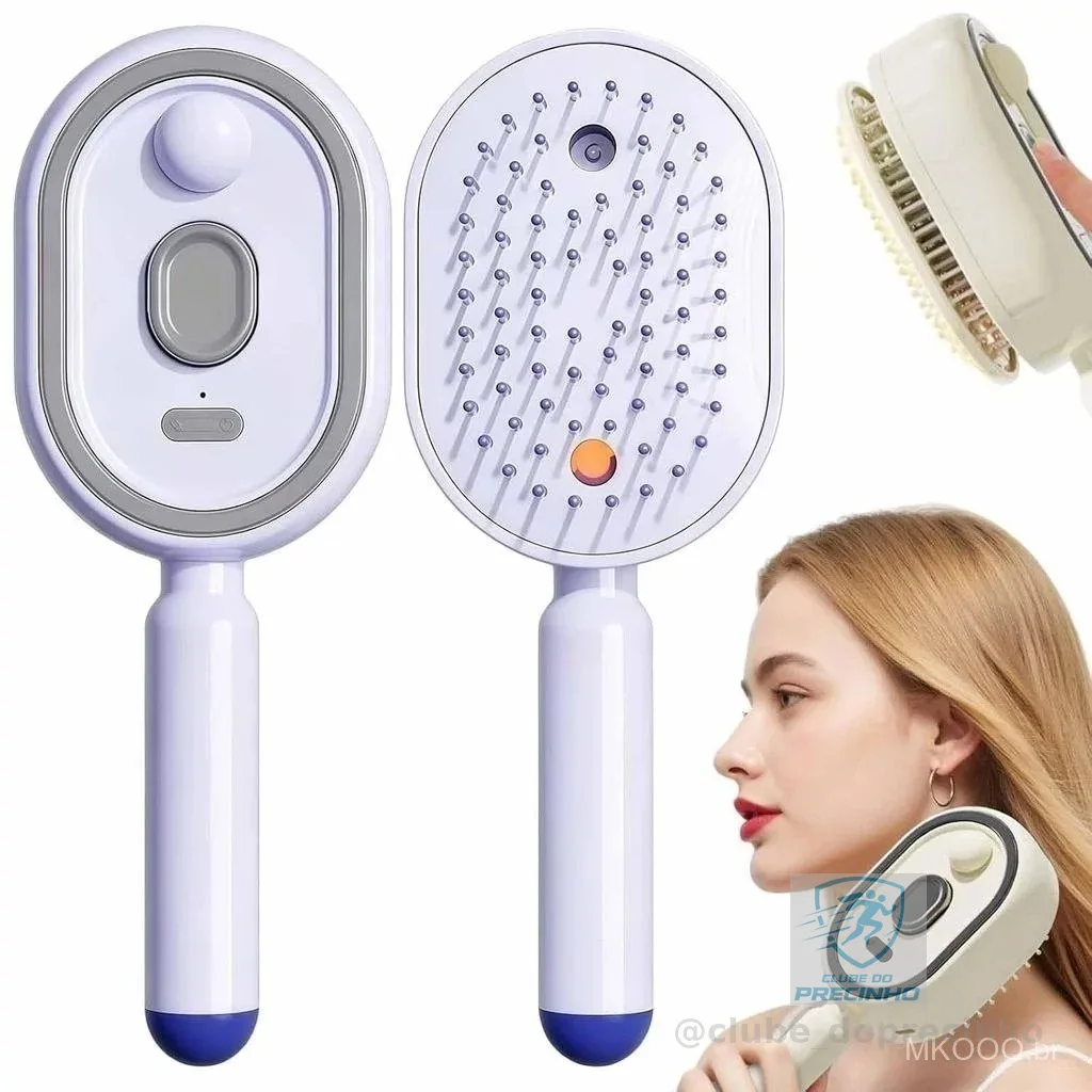 Escova De Cabelo Elétrica A Vapor Pente De Massagem E Função De Névoa Tecnologia De Íons Simultaneamente Mais Forte