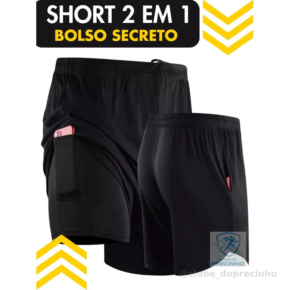 Shorts Masculino Ideal Para Treino, Corrida, Academia beach 2 em 1 Tecido Dryfit e Elastano