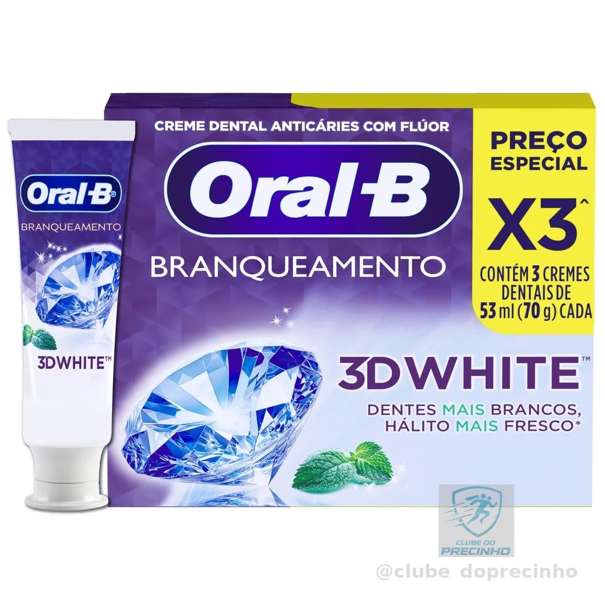 Oral-B Pasta de Dente 3D White Brilliant Fresh, 3 Unidades de 70 g