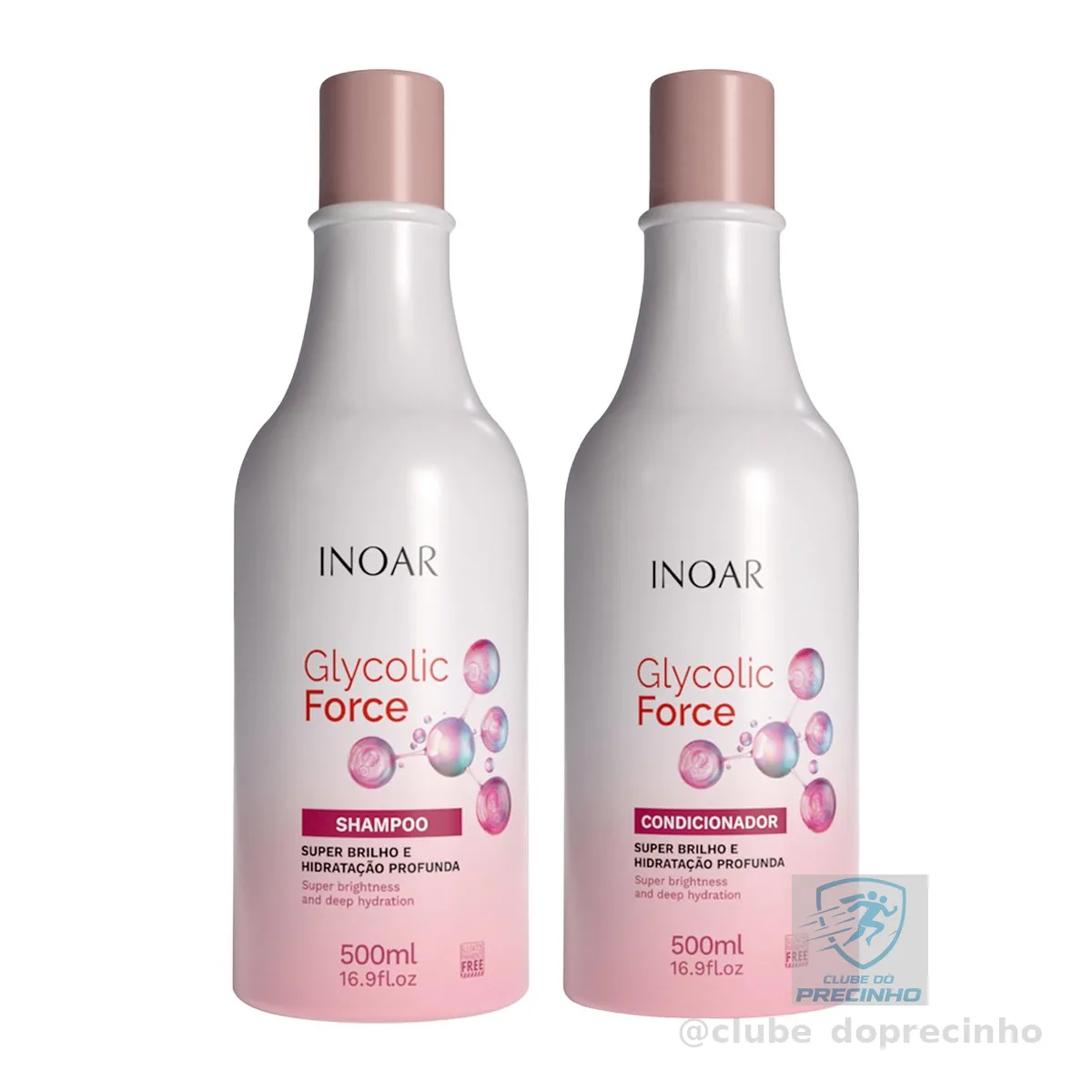 Inoar, Glycolic Force, Kit Sh Cond, Super Brilho, Hidratação Profunda - 500ml