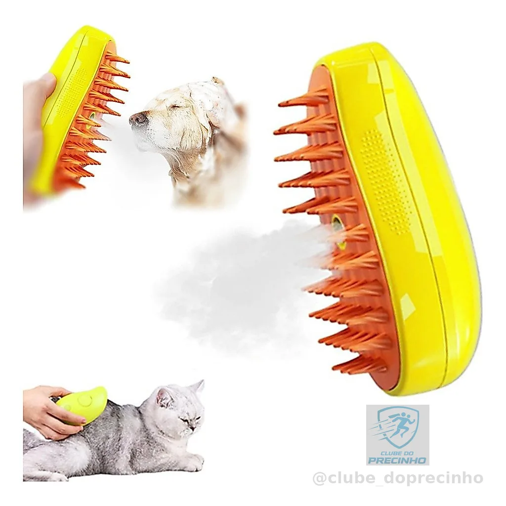 Escova A Vapor Para Gatos Cães Autolimpante Massagem Removedor De Pêlos Penteador
