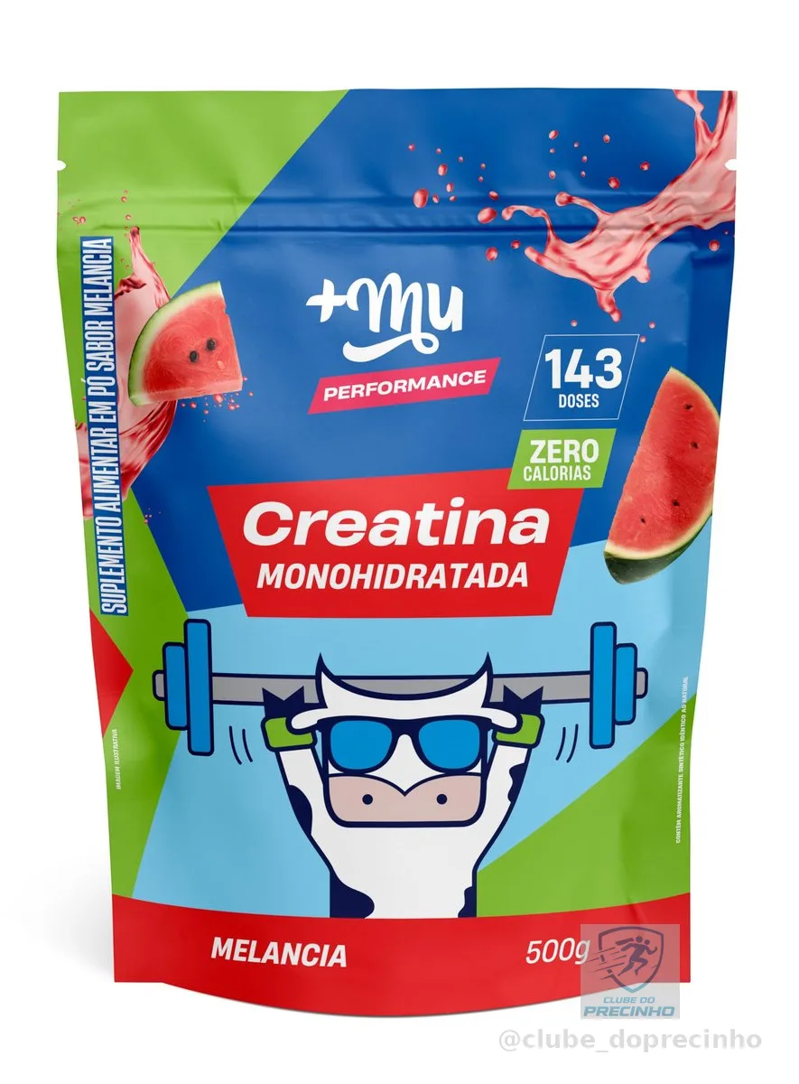 Creatina, Mais Mu, Sabor Melancia, 100% Pura, Mais Força e Desempenho – 500g