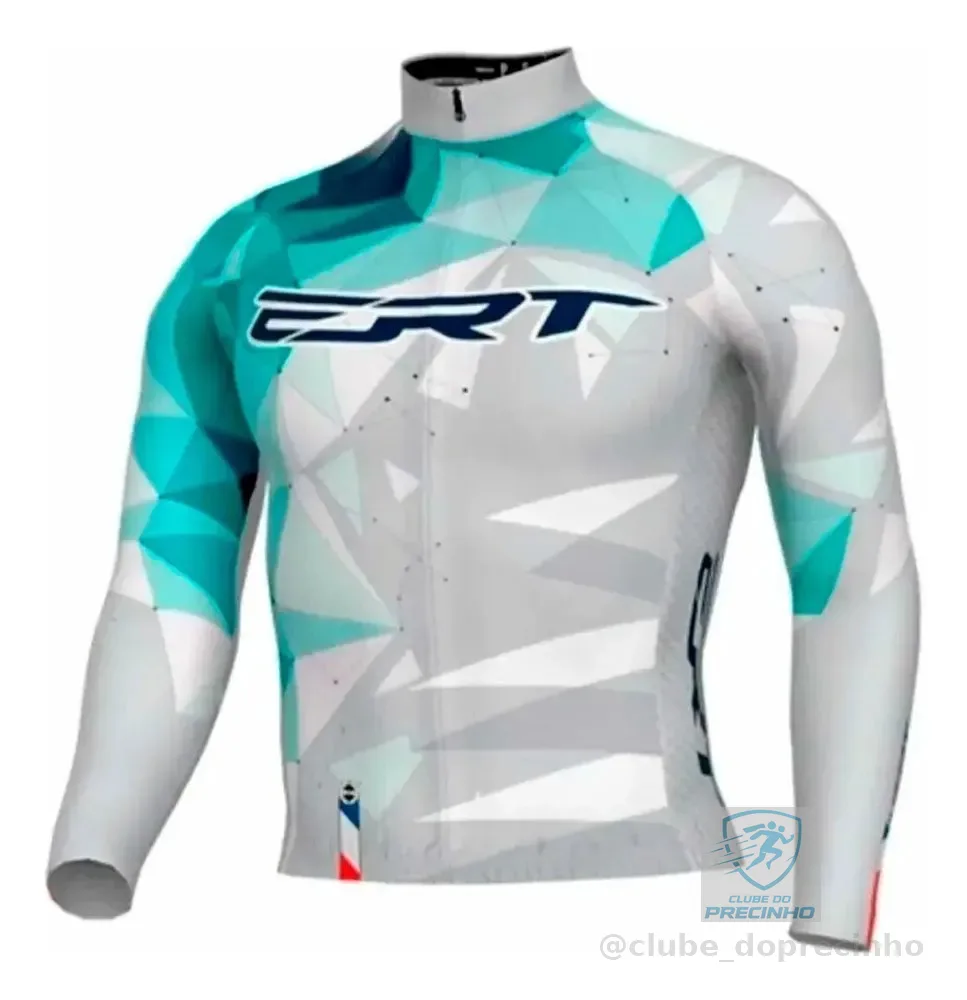 Camisa De Ciclismo Ert New Elite Alpe D'huez Manga Longa Azul