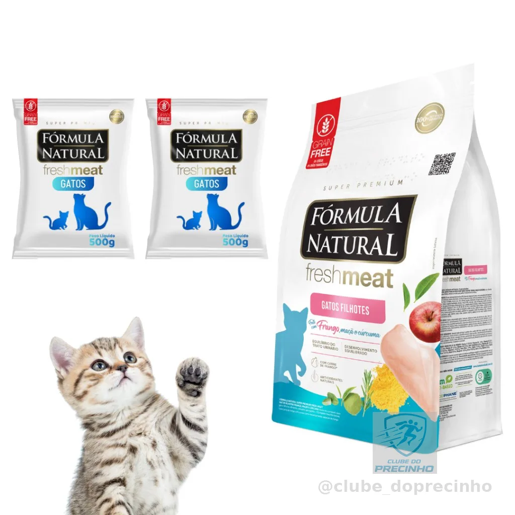 Ração Super Premium Pacotes Formula Natural Para Gatos Filhotes Fresh Meat Sabor Frango 500gr
