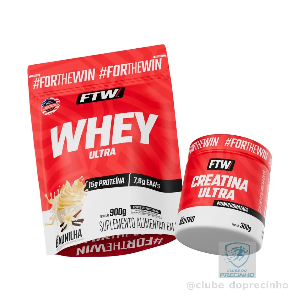 Kit Whey Ultra Protein Refil 900g + Creatina Ultra Pote 300g - FTW