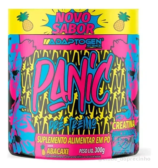 Pré-treino Adaptogen Panic 300g Abacaxi com Creatina e Cafeína