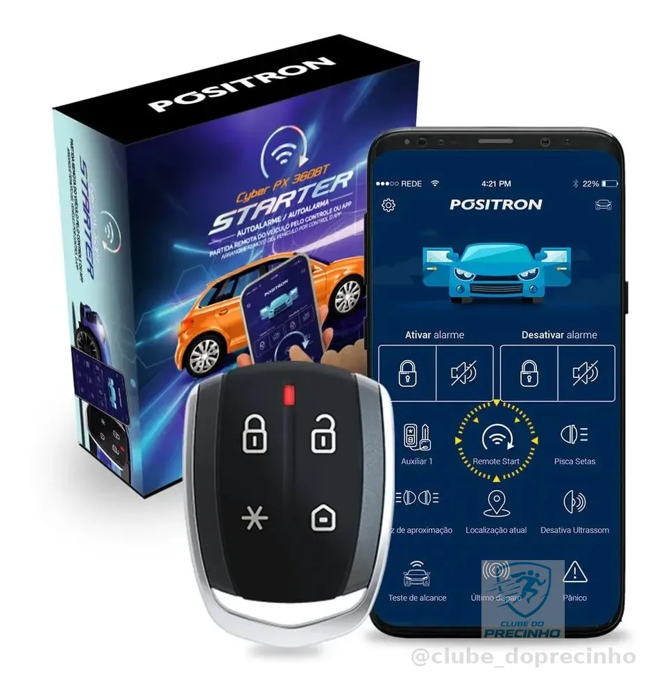 Alarme Automotivo Cyber Px360 Bt C/ Sensor Presença Pósitron