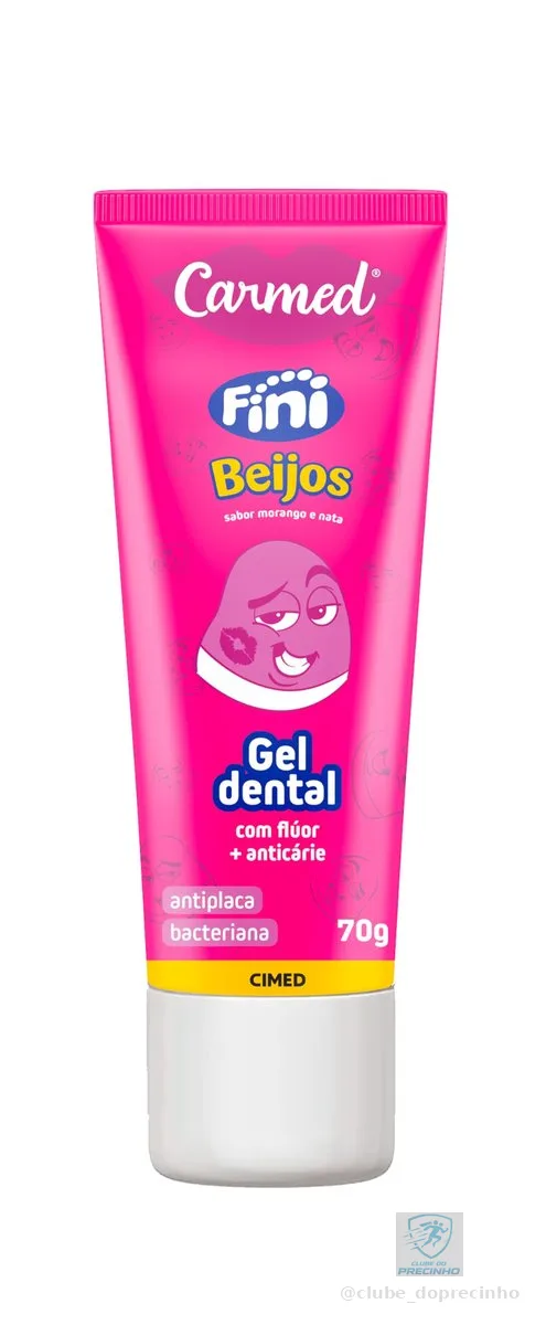 Carmed Fini Beijos Gel Dental com Flúor Sabor Morango e Nata 70g