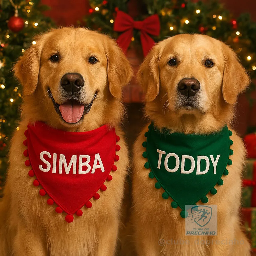 bandana pet de natal personalizada com o nome do pet bordado + pompom para o natal tamanho P,M,G,GG com viés