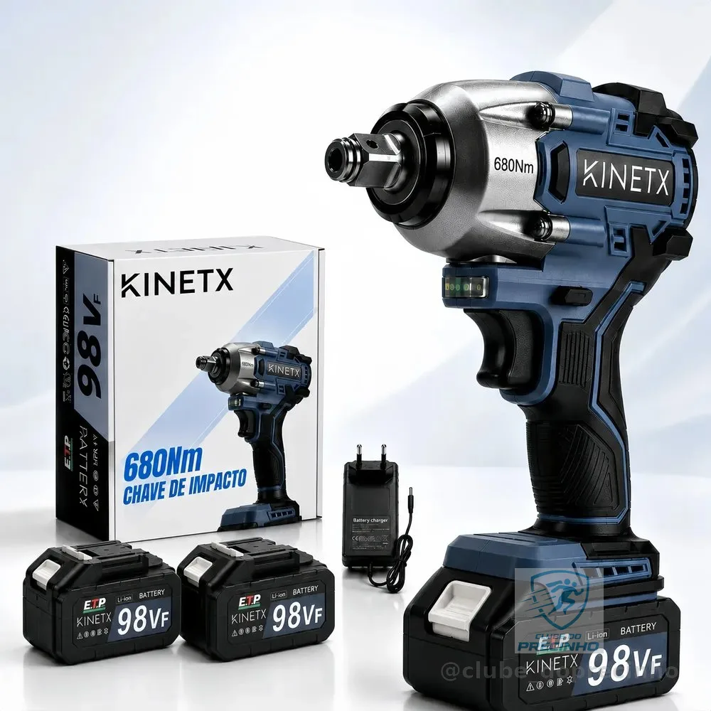Chave De Impacto Parafusadeira 680nm Brushless 98v 2baterias Preto 127/220v