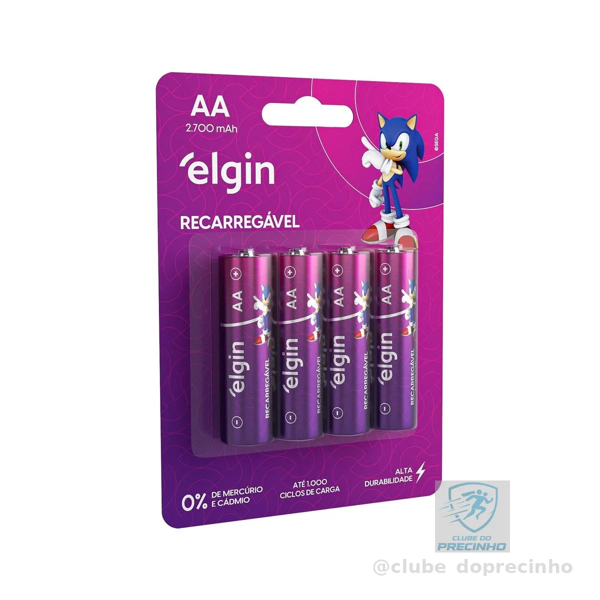 Pilha recarregável AA 2700Mah Elgin Com 4 unidades Comum
