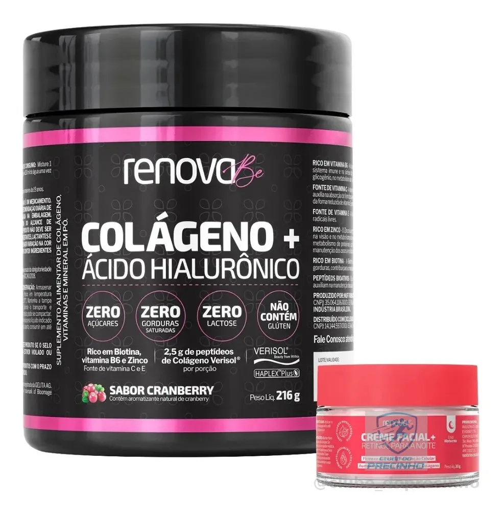 Kit Colágeno Hidrolisado Verisol Renova Be com Ácido Hialurônico e Creme Facial