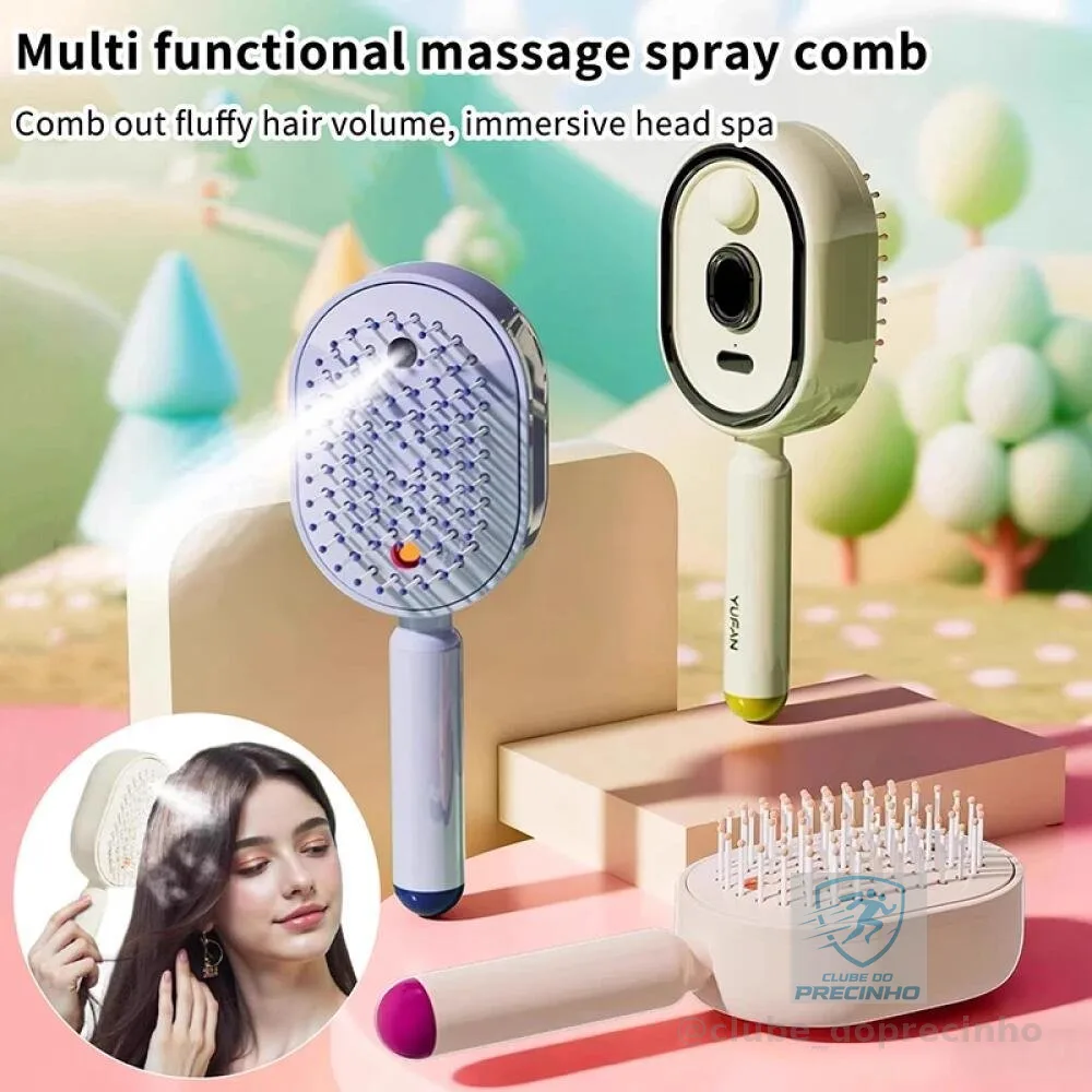 Escova De Cabelo A Vapor Elétrica Spray Massagem Pente Anti-Estático Auto-Limpeza Aplicador De Óleo Meninas Cuidados Com