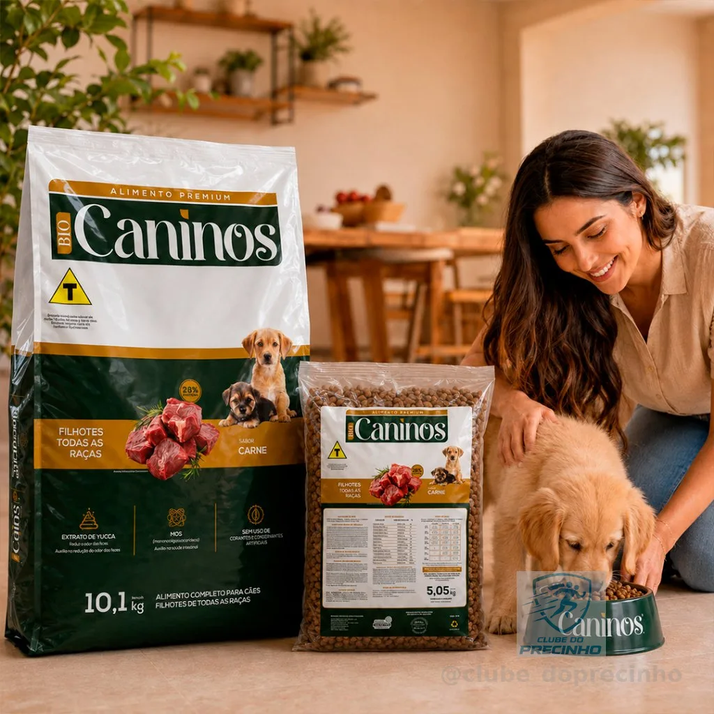 Ração 5kg e 10kg Para Cachorro Caninos Filhote Premium  Nível Proteína 28% Sabor Carne