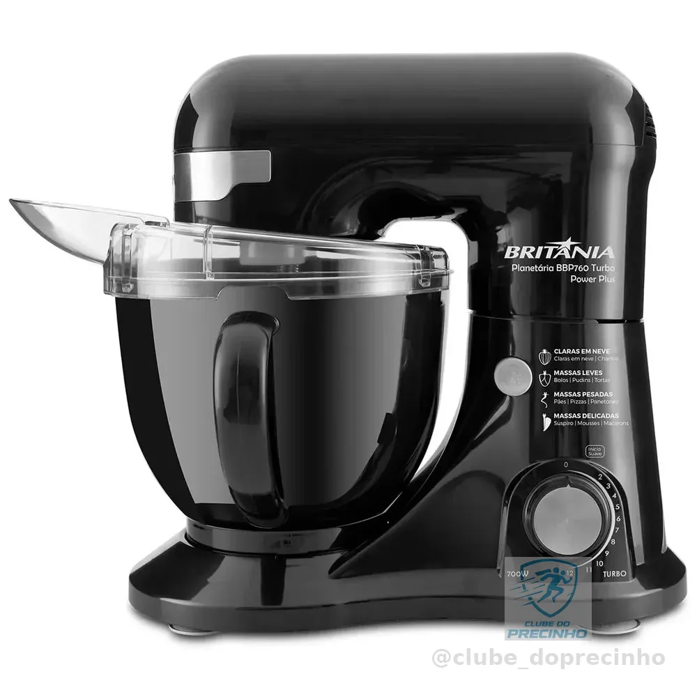 Batedeira Planetária Turbo Power Plus Bbp760p Britânia Cor Preto Frequência 60
