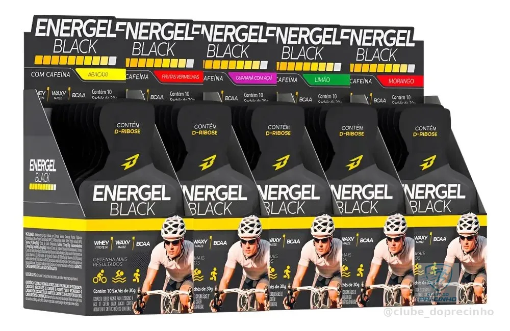5x Gel Energel Black Cx 10 Sachês 50 Sachês Bodyaction 1x Sabor De Cada