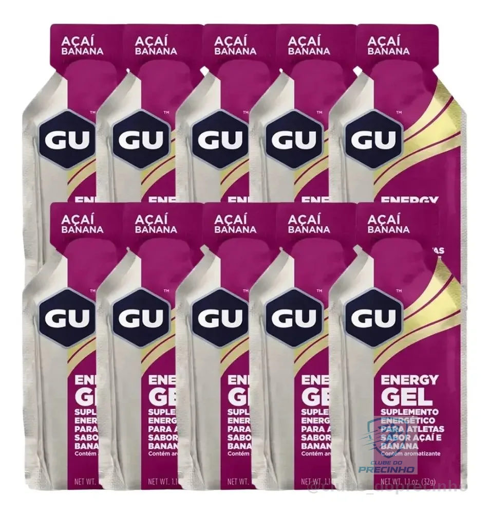 Kit 10 Gel De Carboidrato Isotônico Gu Energy Gel - Sabores Sabor Açaí Com Banana