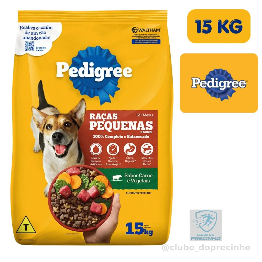 PEDIGREE RAÇAS PEQUENAS E MINIS RAÇÃO SECA 15KG (EMBALAGEM ORIGINAL DE FABRICA)