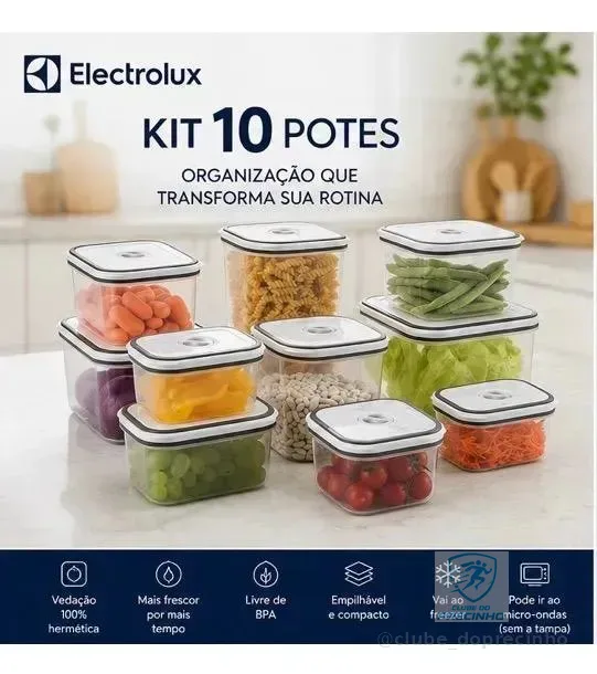 10 Potes Herméticos Electrolux de Plástico