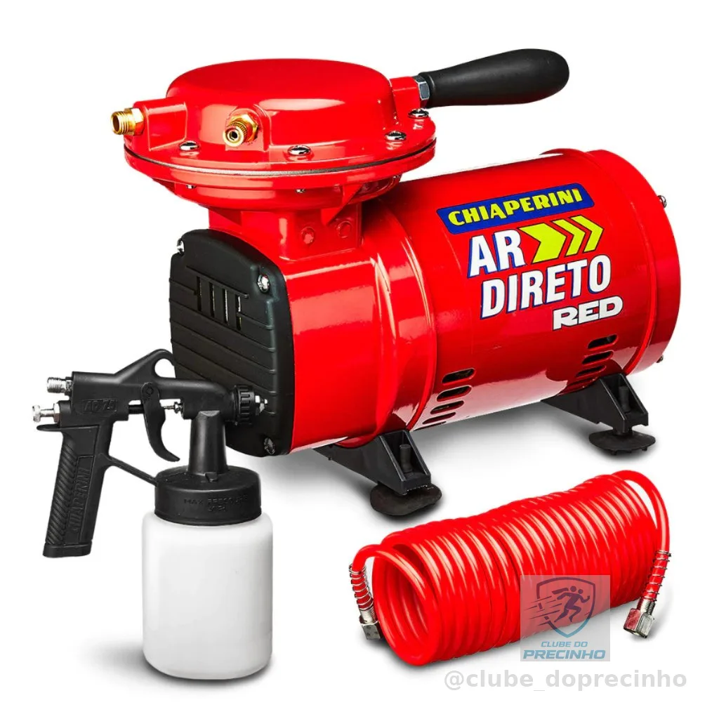 Compressor de Ar Portátil Ar Direto Red Chiaperini Bivolt + Kit Pintura Pistola e Mangueira