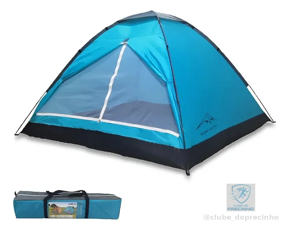 Barraca De Acampamento Ao Ar Livre, 4 Pessoas Impermeavel Azul