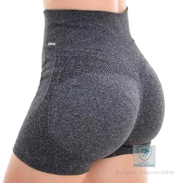 Shorts Selene Feminino Empina Bumbum Levanta Glúteos Poliamida Cintura Alta Sem Costura Academia