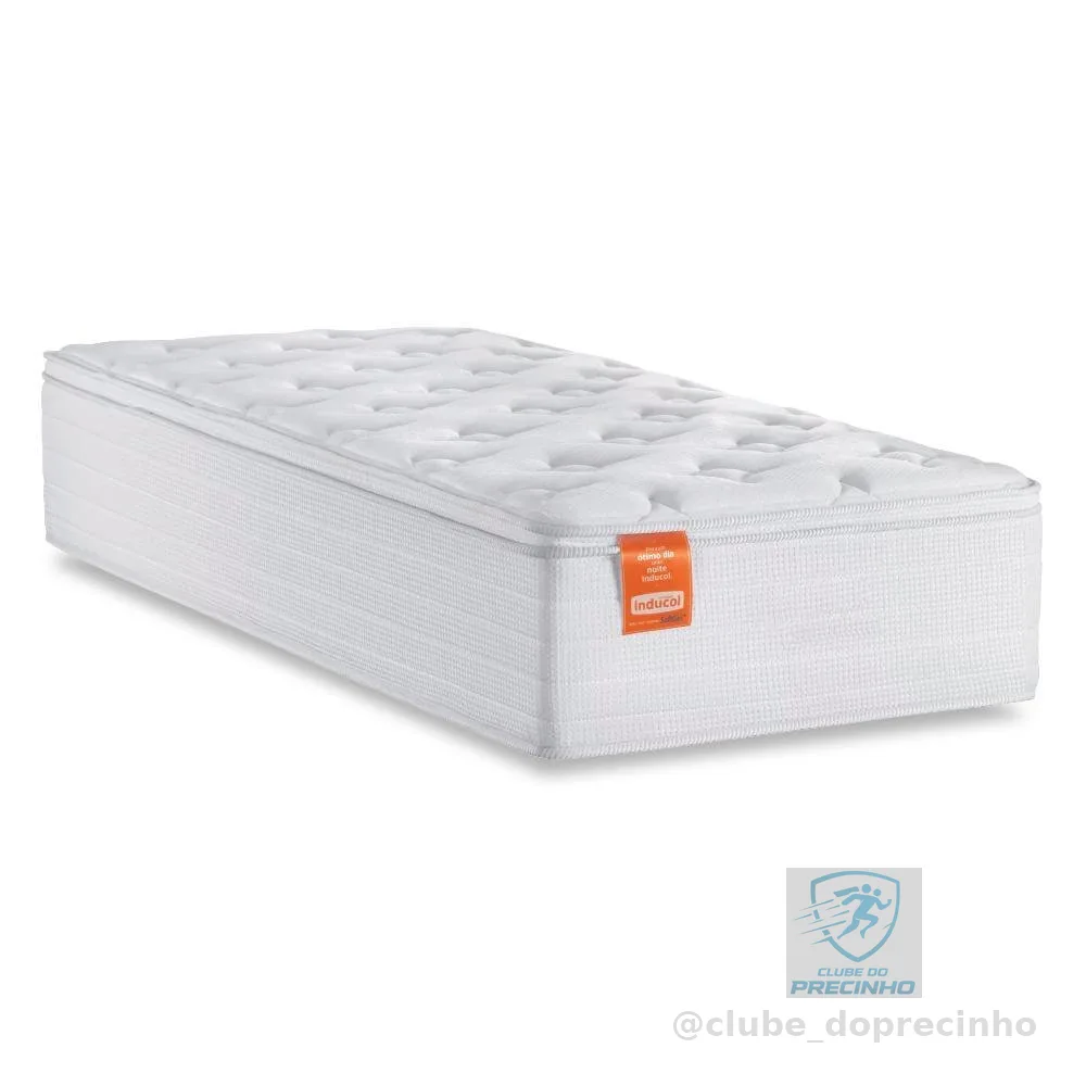 Colchão Solteiro Molas Ensacadas Real Pillow Top 88x188x27cm Branco Inducol