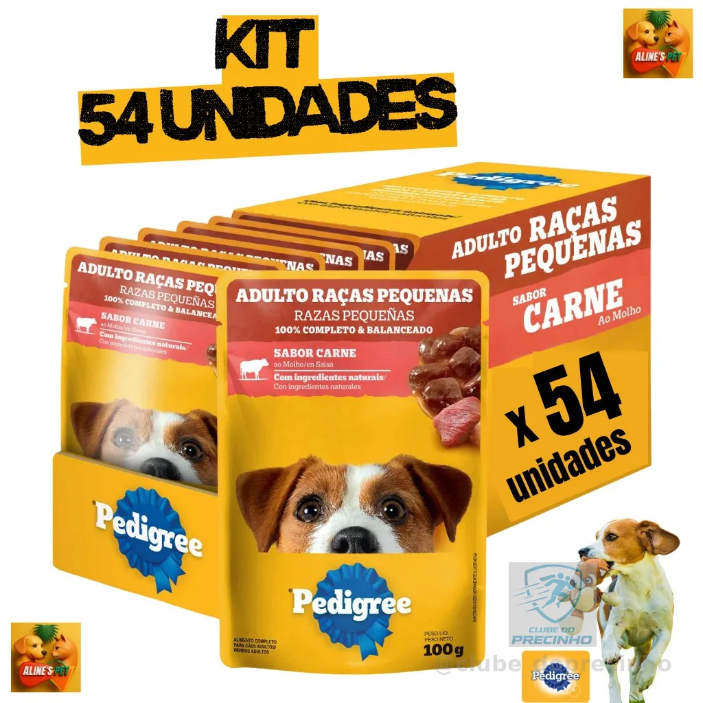 SACHÊ PEDIGREE DOG RAÇAS PEQUENAS CARNE 100G KIT 54 UND PROMOÇÃO